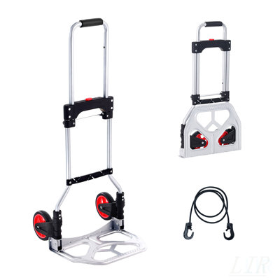 Folding Hand Truck and Dolly with 176 lbs Capacity, Aluminum Frame, Telescoping Handle, and PP+TPR Wheels for Versatile Use
