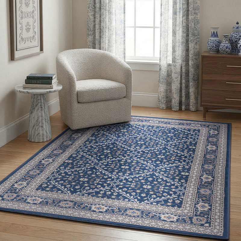Tapis oriental bleu marine Wealden, Rectangle 7 pi 10 po x 10 pi 3 po