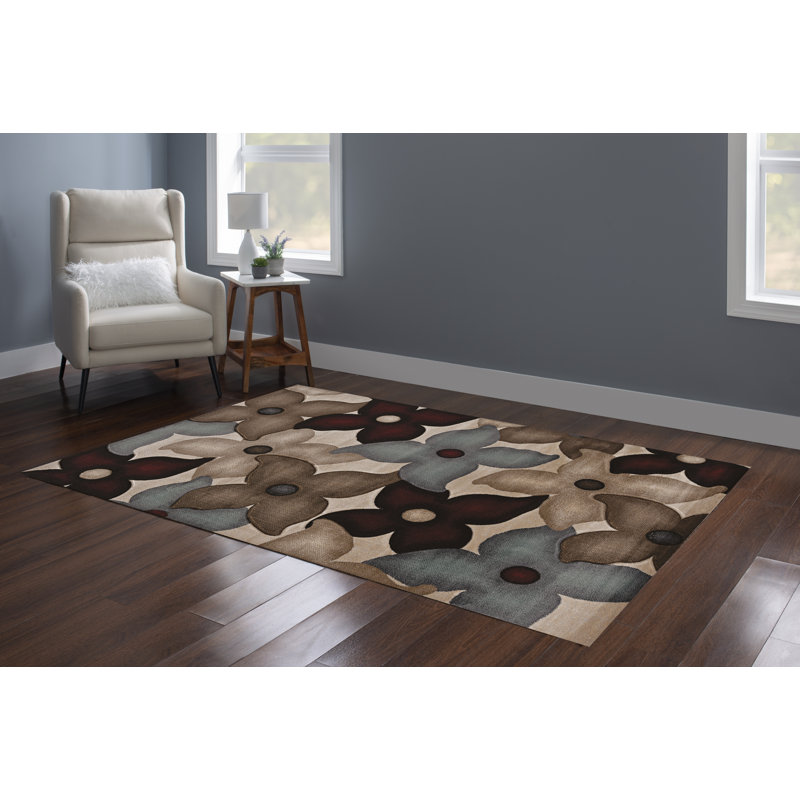 Tapis bleu / gris Carlee, Rectangle 8 pi x 10 pi 3 po