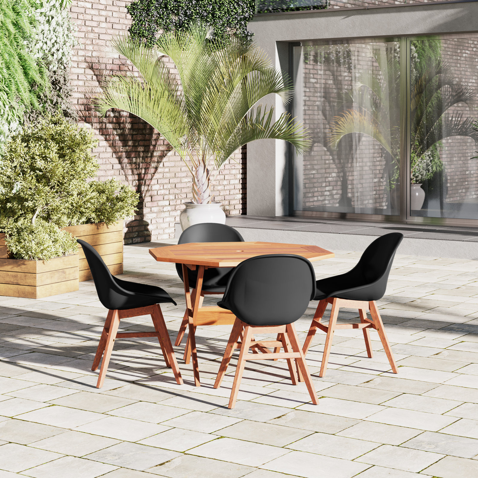 Anautica 47" Eucalyptus Patio Dining Set