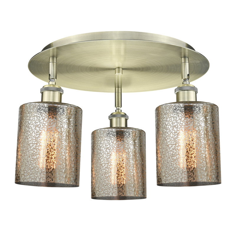 Dublin Glass Semi Flush Mount, Antique Brass, Mercury