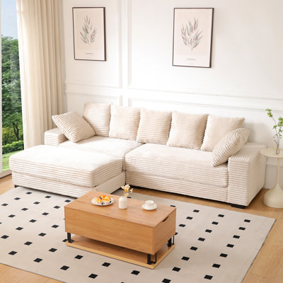 Canapé modulaire 108,6 po, canapé modulaire en velours côtelé épaissi