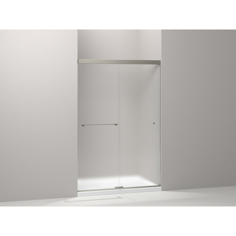 Porte de douche double coulissante 47,63 po x 70 po Revel avec technologie CleanCoat®, Nickel brossé anodisé, Givré