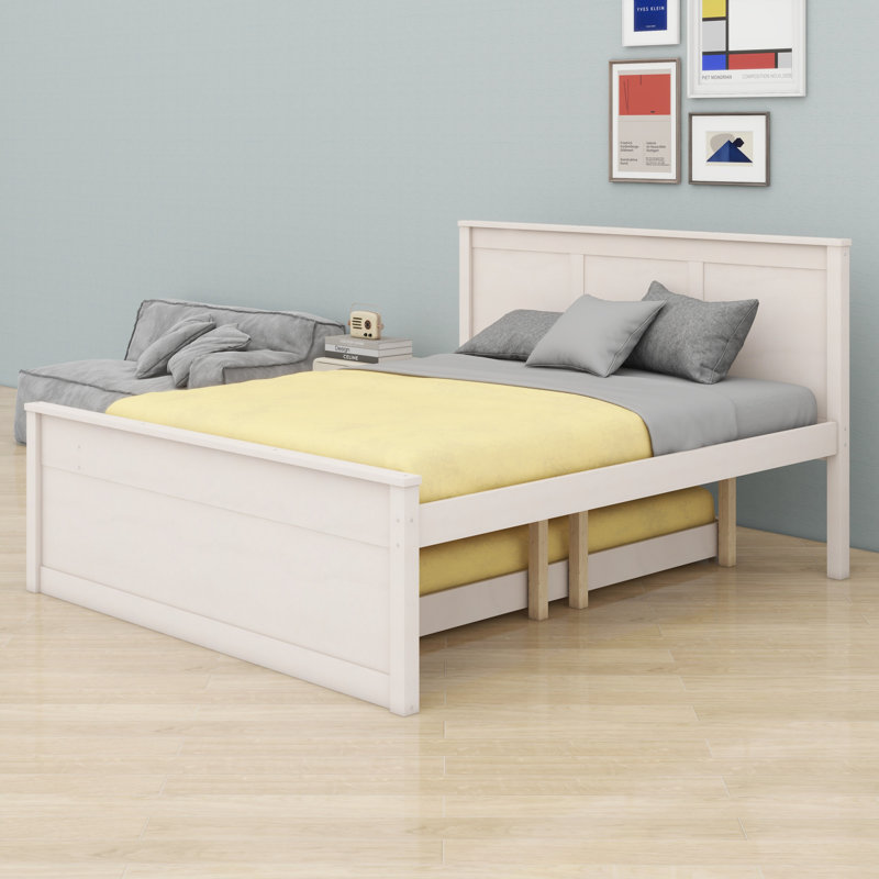 Lit avec rangement et lit gigogne escamotable, Cream White, Double