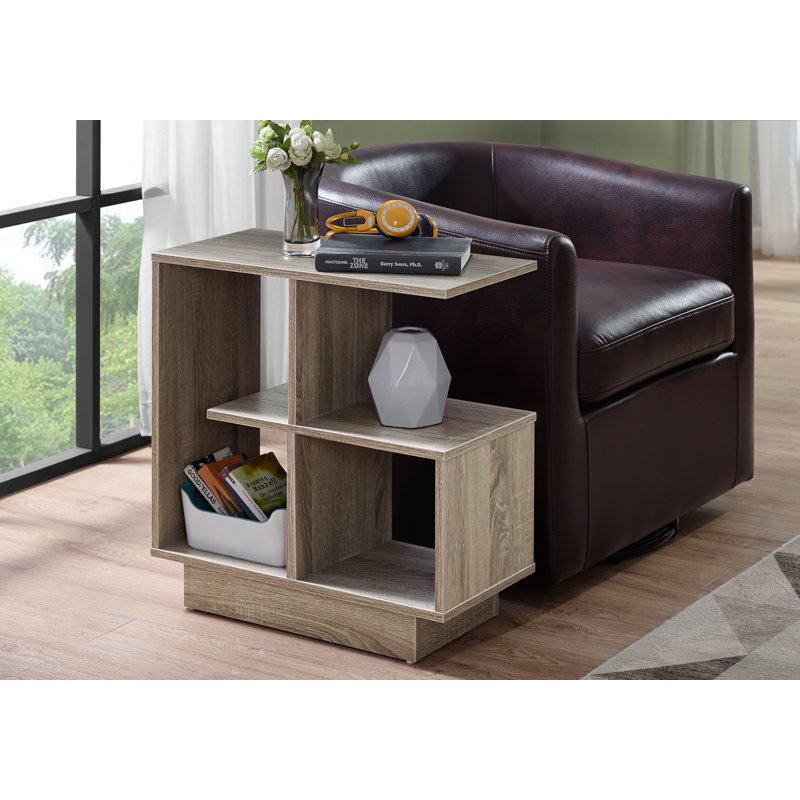 Plemons Accent Table, Side, End, Narrow, Small, 3 Tier, Living Room, Bedroom, Laminate, Contemporary, Dark Taupe