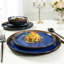Service de table 12 pièces en grès bleu, service pour 4