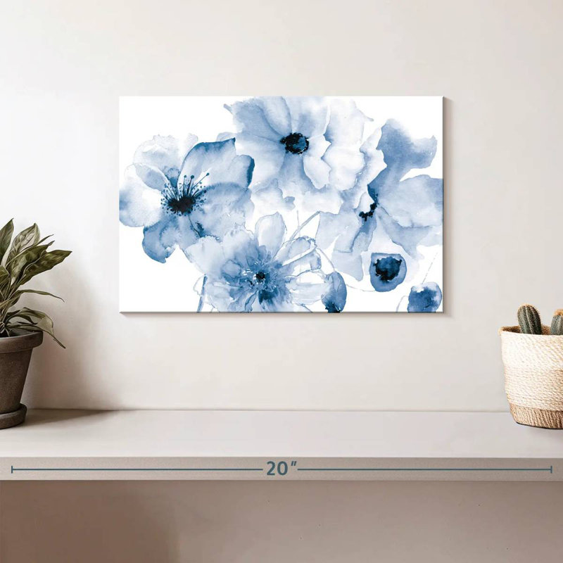 Harnek en fleurs bleu, H 8 po x l 12 po