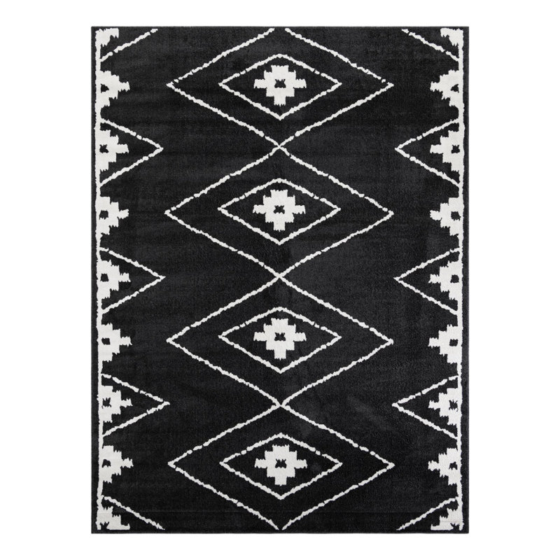 Latitude Run® Vefsna Nikolis Rug Black, Rectangle 9' x 12'