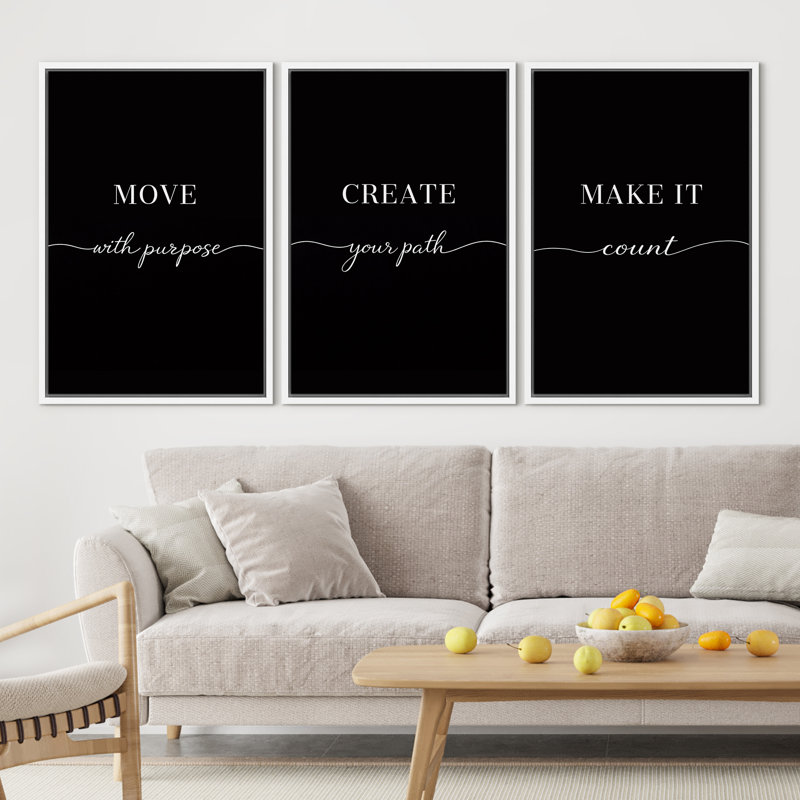 Déplacer, créer, faire, avec votre chemin, comte, impression d'art mural encadrée sur toile, 3 pièces, H 36 po x l 24 po