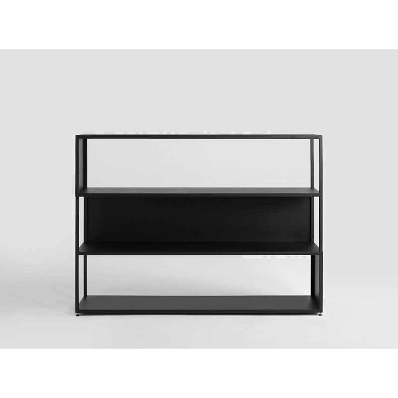 Rayne 110cm H Steel Geometric Bookcase, Black, H110 x W150 x D35cm