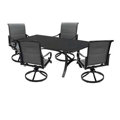 4 - Person Patio Dining Set Umbrella Hole Included Rectangular Table