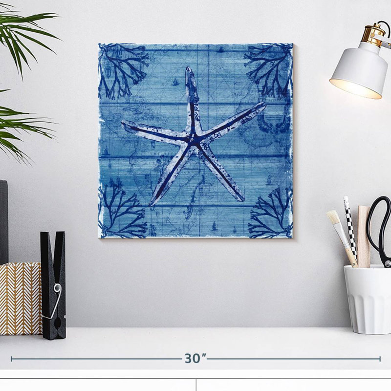Crowle Indigo Starfish, 16" H x 16" W