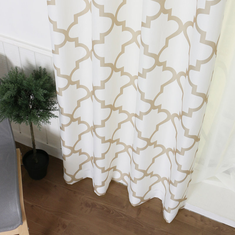 Panneaux de rideaux géométriques à œillets Rotteck, Beige, l 52 po x L 108 po