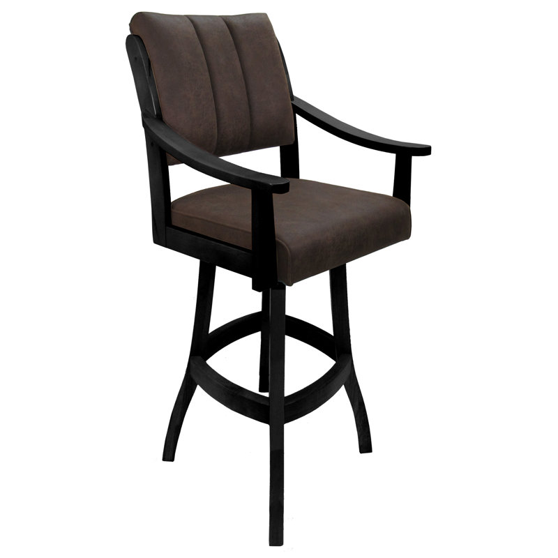 Tabouret pivotant Adaly, Black/Brown, Tabouret de comptoir (siège d'une hauteur de 26 p