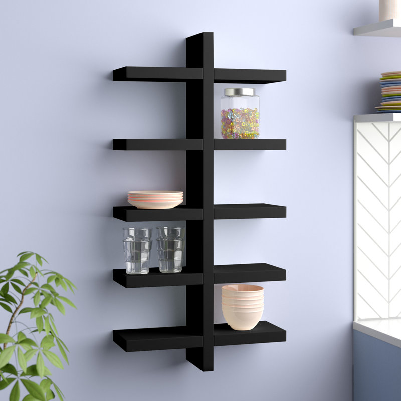 5 Piece Floating Shelf, Black