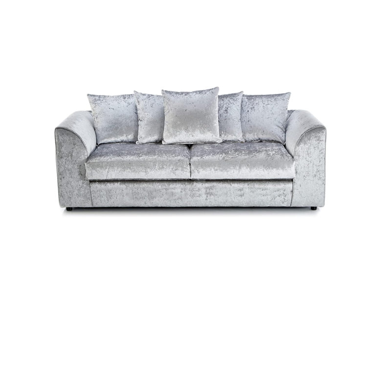 100% Crushed Velvet 3 Seater Sofa, Silver