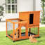 Cage à lapin orange avec intérieur spacieux - plateaux amovibles et pratiques amovibles, toit imperméable et roulant offrant un abri pour animaux spacieux et adapté à la protection de plusieurs petits animaux