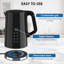 Stainless Steel Kettle 1.7 L 2200 W, with Temperature Selection 40-100°C, Digital Temperature Display, Keep Warm Function, Double Wall, Dry Boil Protection, BPA-Free, Black