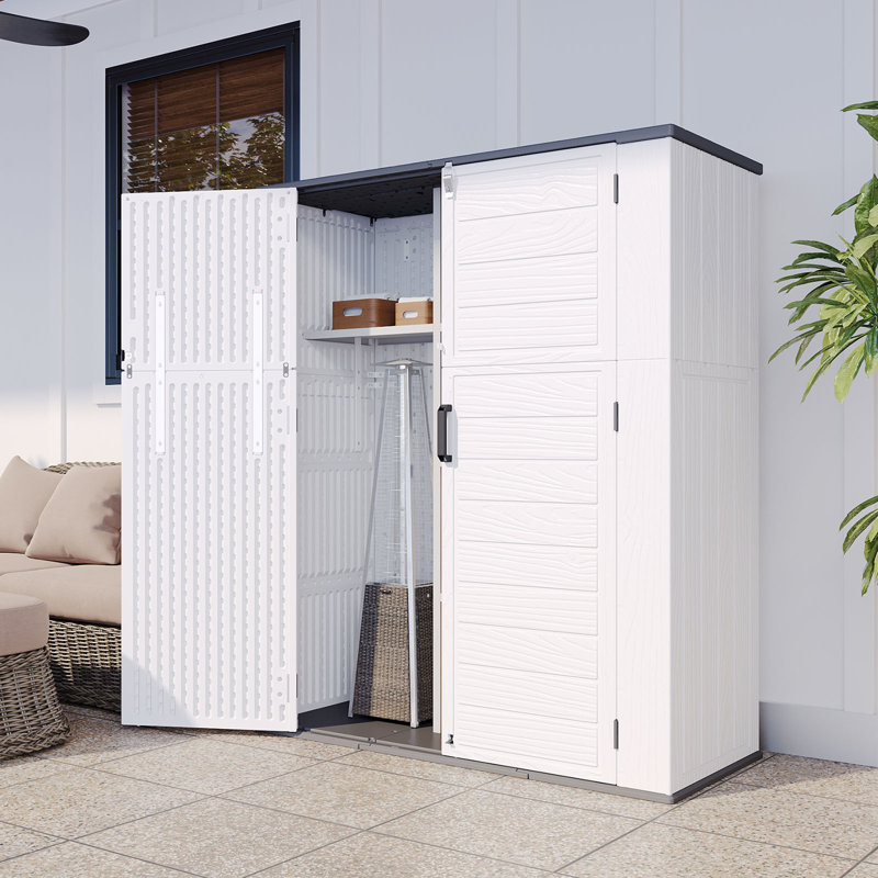 4.7 ft. W x 2.2 ft. D 1400L Vertical Garden Shed Outdoor Waterproof with Floor, White