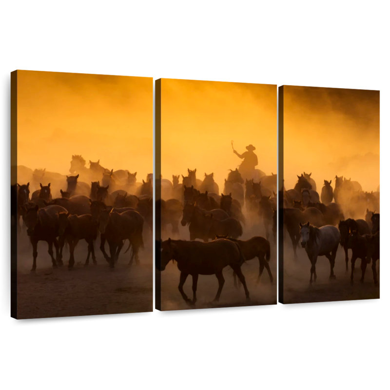 Lelar Herding Horses, 36" H x 57" W