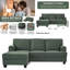 Canapé en L 86 po avec accoudoirs de rangement, repose-pieds et design réversible vert foncé 86 po-1572705397