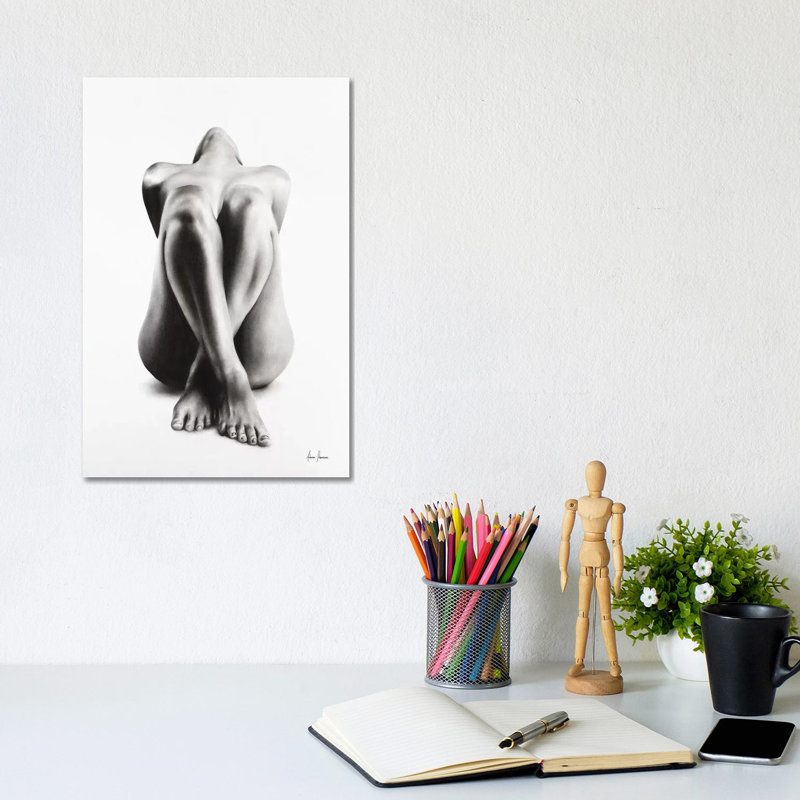 Nude Woman Charcoal Study 63 by Ashvin Harrison - Wrapped Canvas Painting, Wrapped Canvas, 20.32 cm H x 30.48 cm W