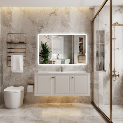 30'' H X 48'' W Recessed or Surface Mount Frameless LED Medicine Cabinet with Adjustable Shelves