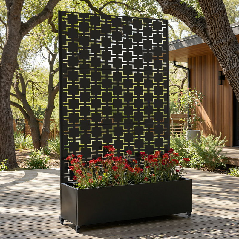 Raised Garden Bed with Trellis on Wheels – Versatile Metal Planter Box with Trellis, Multi-Style Planter Boxes with Trellis Privacy Screen for Patio and Garden