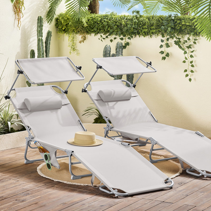 Elmhurst 195cm Long Reclining Chaise Lounge Set with Cushions, White