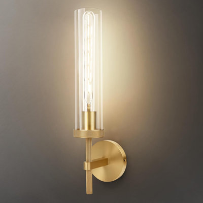 Knurled Wall Sconce With Crackle Glass Tube, Modern Vanity Light Fixture For Bathroom, Bedroom, Living Room, Hallway, Staircase, And Kitchen
