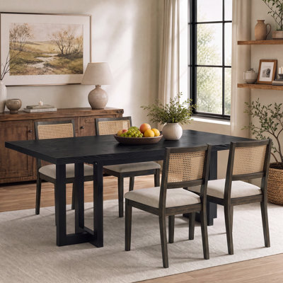 Table de salle à manger 70,9 "avec pieds en forme de H, table rectangulaire pour 6 à 8 personnes | Table classique en bois avec plateau épais et pieds robustes, table de salle à manger moderne pour le salon, la cuisine, le bureau