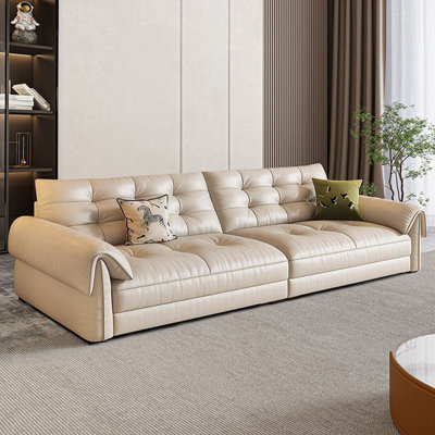 Canapé modulaire orange en cuir véritable