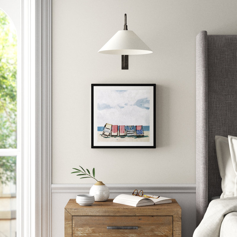 « beach trip i »-reproduction d’art sur toile, Cadre noir, H 17,5 po x l 17,5 po x P 1,5 po