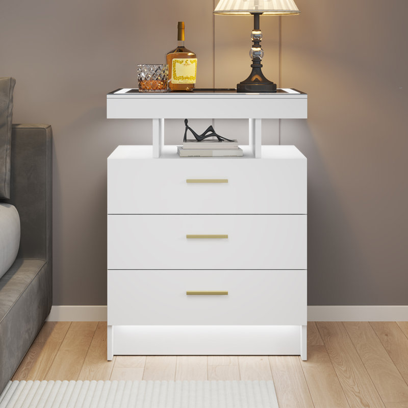 45cm W Bedside Table, White