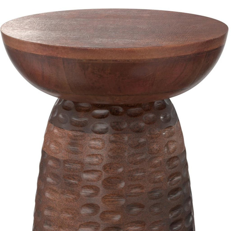 Table de bout ronde 18 po en bois massif brun
