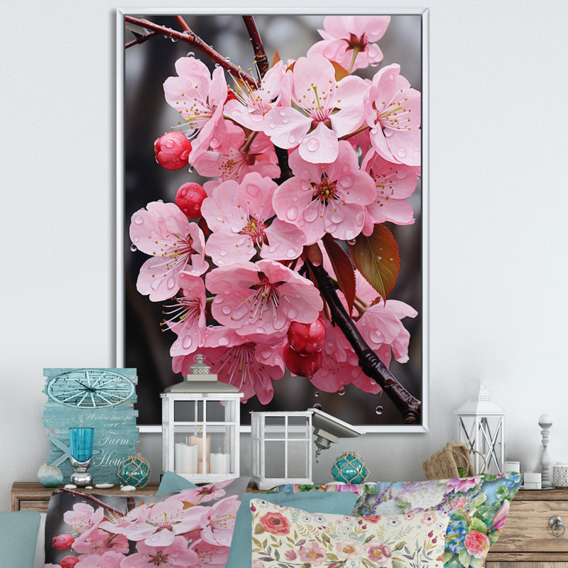 Apple Blossom Monochromatic Elegance XVI - Floral Canvas Prints, H 40 po x l 30 po, Cadre flottant blanc