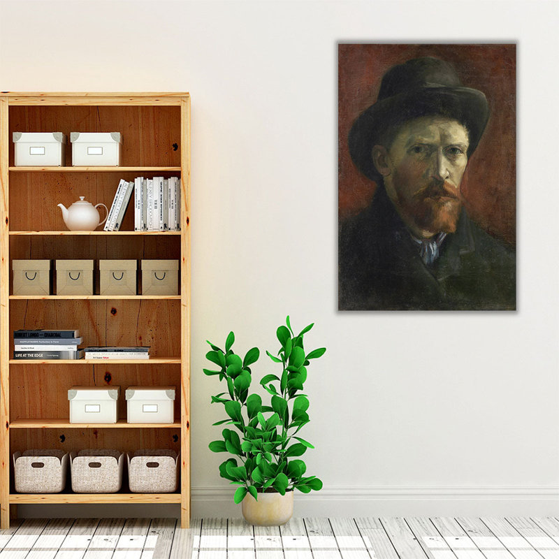 Autoportrait avec chapeau de feutre foncé, 1886 - reproduction d'art sur toile, H 30 po x l 20 po