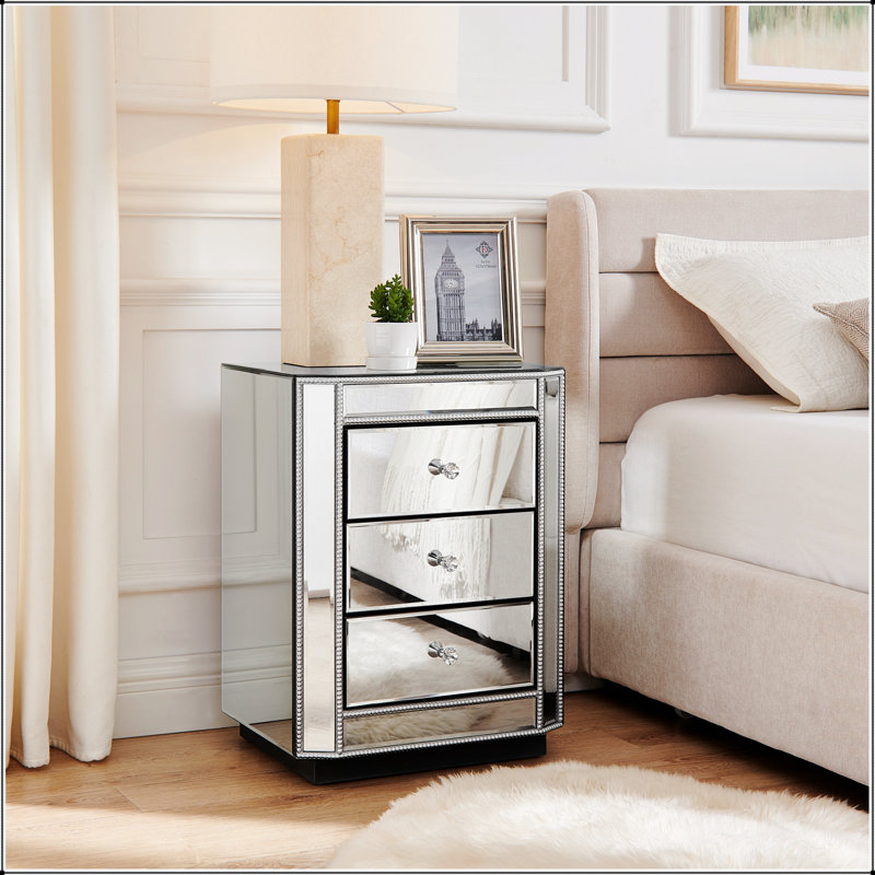 Table de chevet à 3 tiroirs avec rangement spacieux et design élégant, parfaite pour les chambres à coucher et les salons modernes