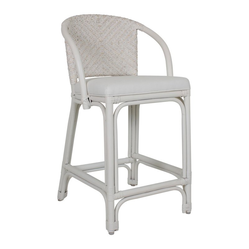 Maples Counterstool with Upholstered Seat, Off White/Natural, Counter Stool (24" Seat Height), White