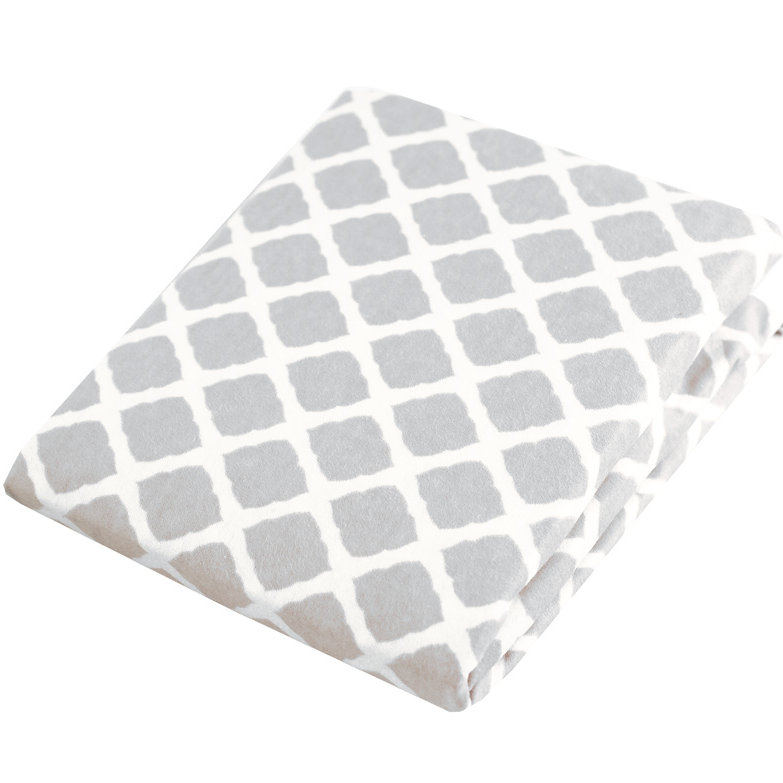 Gertie Geometric Cotton Fitted Bassinet Sheet, Gray