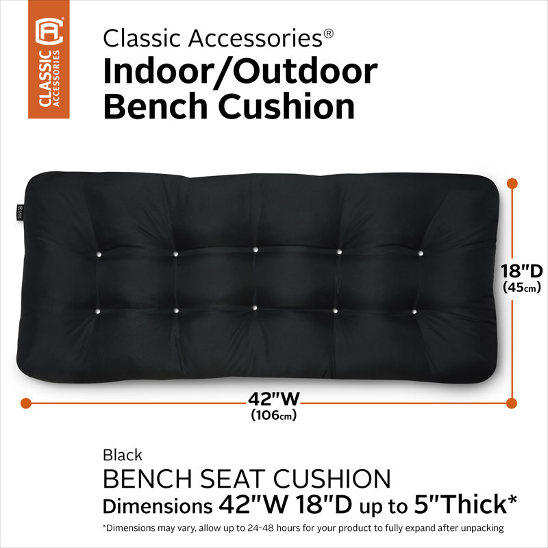 Bergholt Outdoor 5'' Bench Seat Cushion, Black, 42" W x 5.73" D