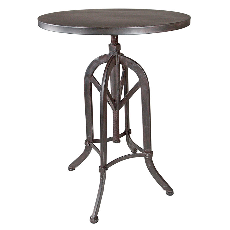Industrial Black Metal Adjustable Height Side Table
