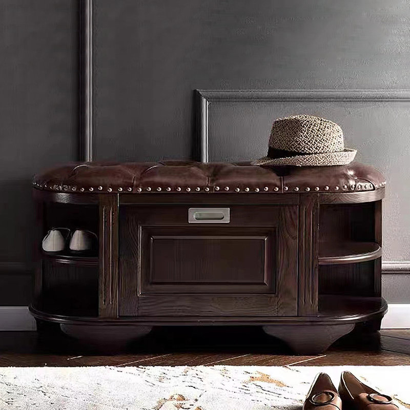Banc de rangement pour chaussures American Vintage, Noir brunâtre