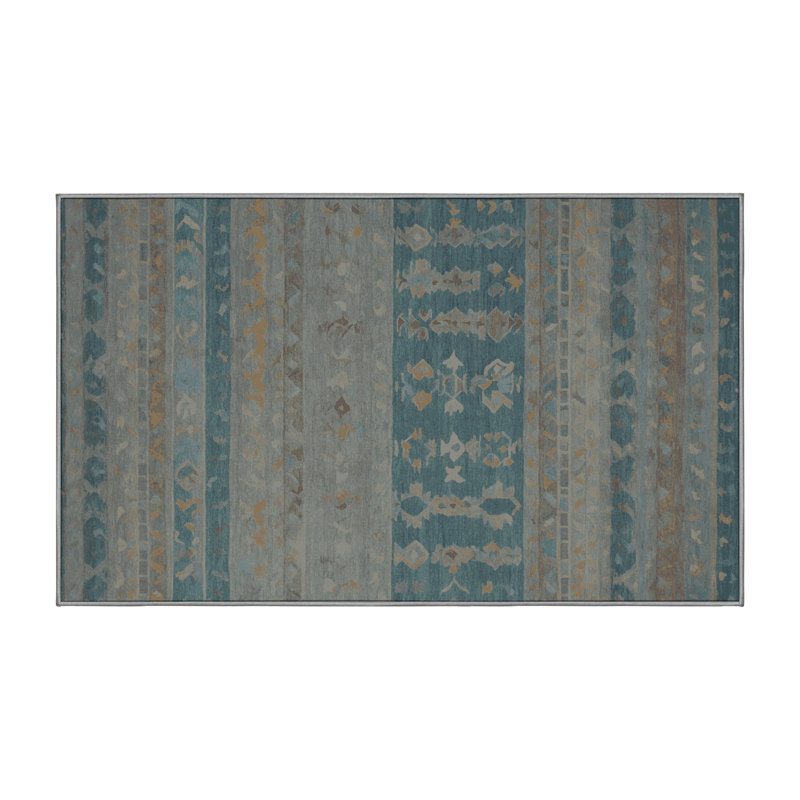 Tapis gris lavable à la machine, Rectangle 4 pi x 6 pi