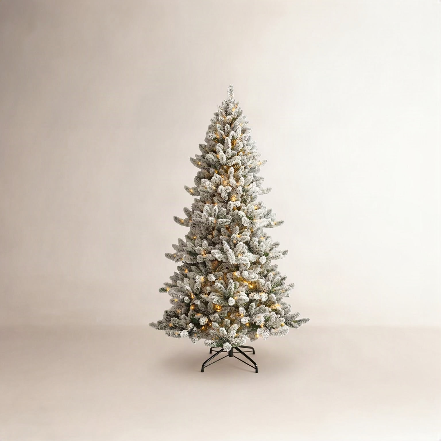 Pre-Lit Flocked Christmas Tree, 7.5' H