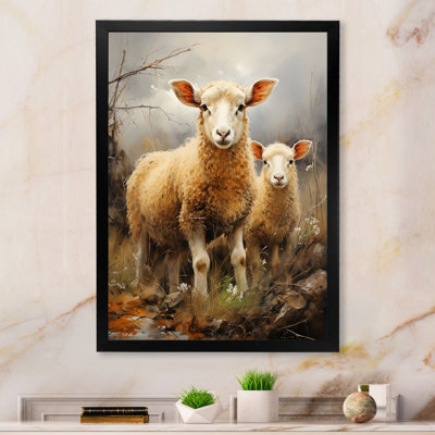 «Beige Sheep Rustic Ruminations II», reproduction d'art sur toile