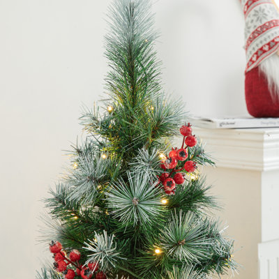 4ft Regular Green Realistic Artificial Pine Christmas Tree with 80 LED Lights