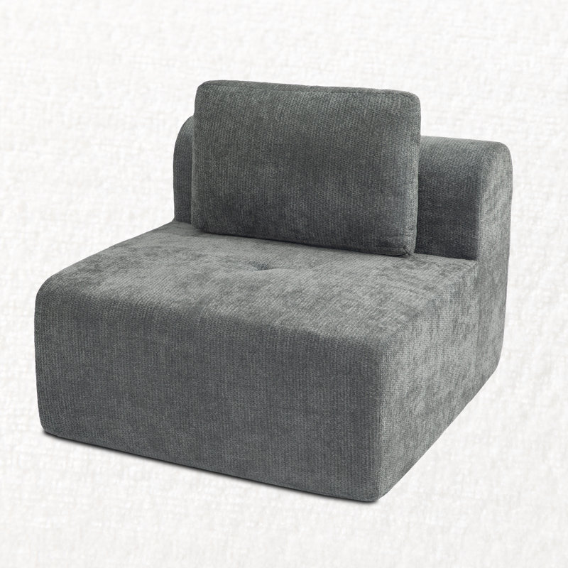 Fauteuil d'appoint de 37 po de largeur avec coussins moelleux et accoudoirs à compression, Gris foncé
