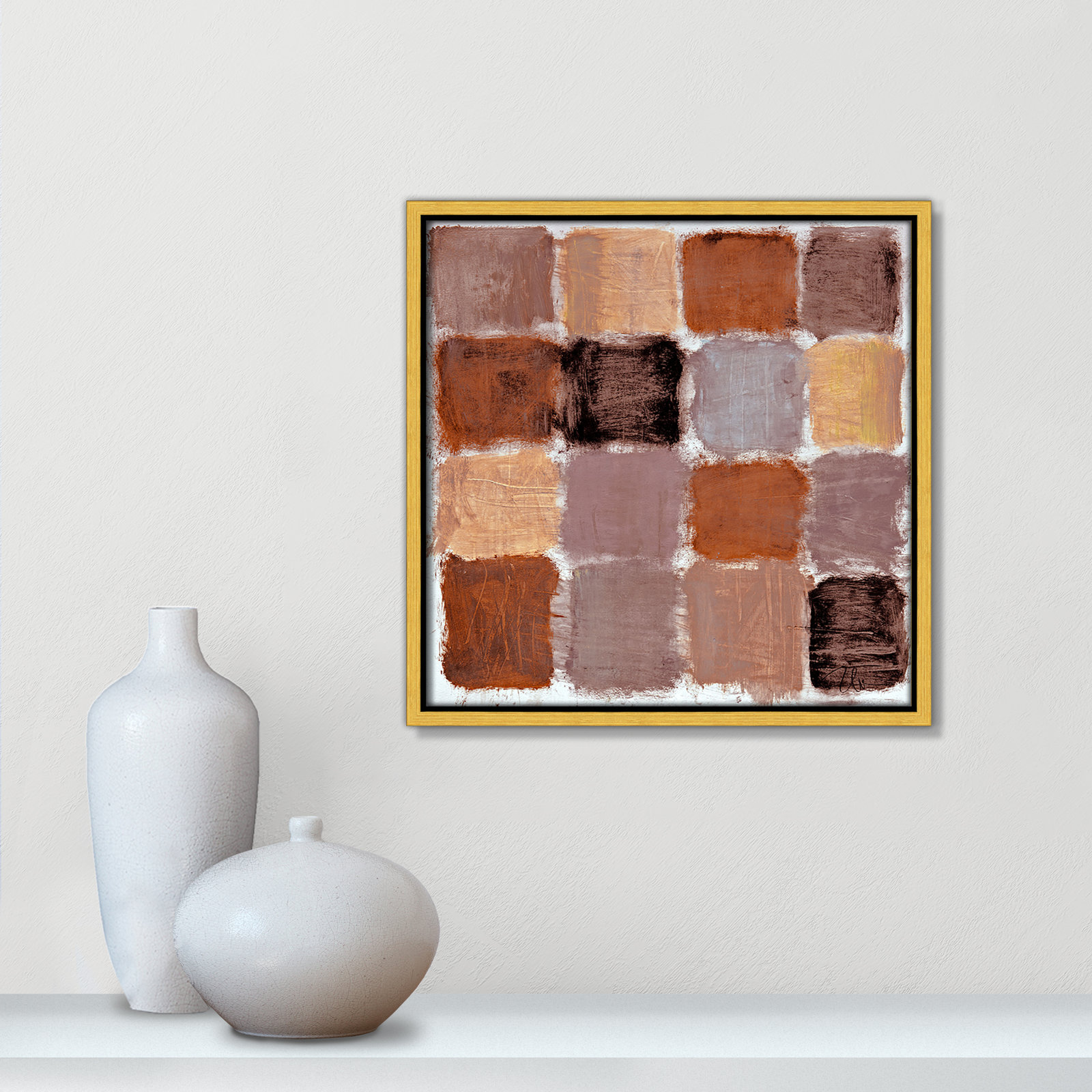 Powder Room Spice Reflections Print by , 13.5" H x 13.5" W, Gold