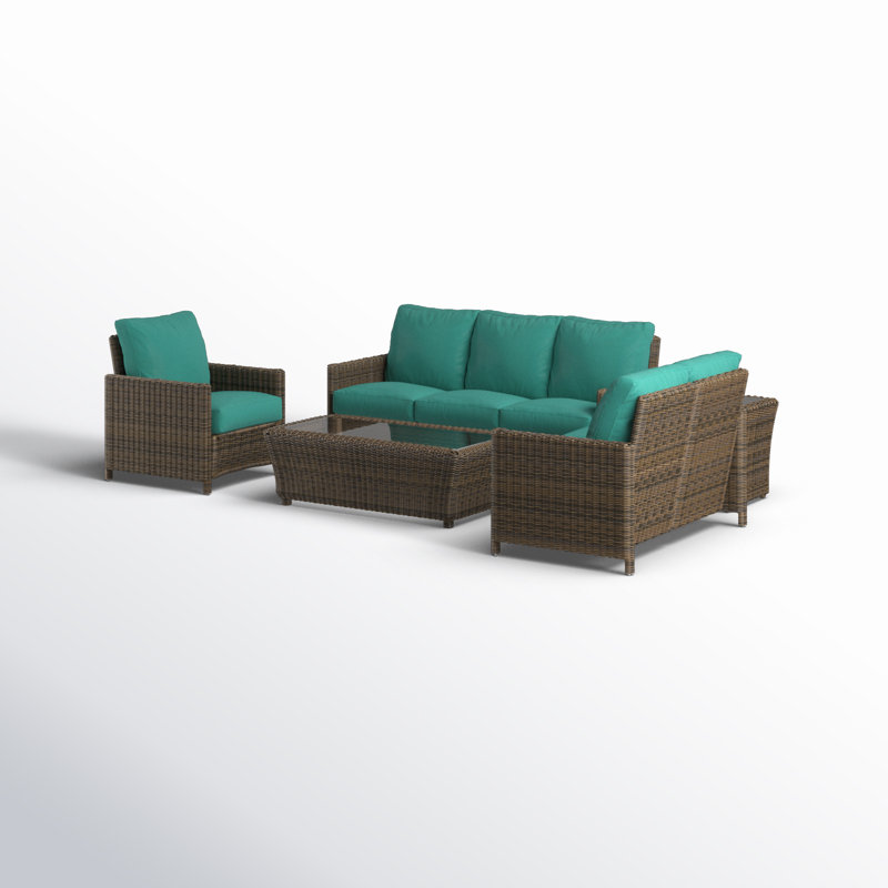- Person Patio Conversation Set with Cushions, Aquamarine Sunbrella®
